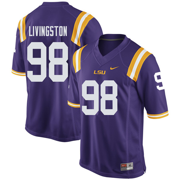 Men #98 Dominic Livingston LSU Tigers College Football Jerseys Sale-Purple - Click Image to Close